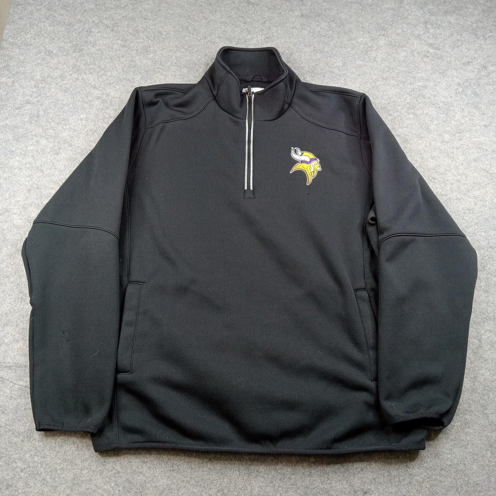 Minnesota Vikings Sweatshirt Mens XL‎ Black NFL Football Quarter Zip Pullover